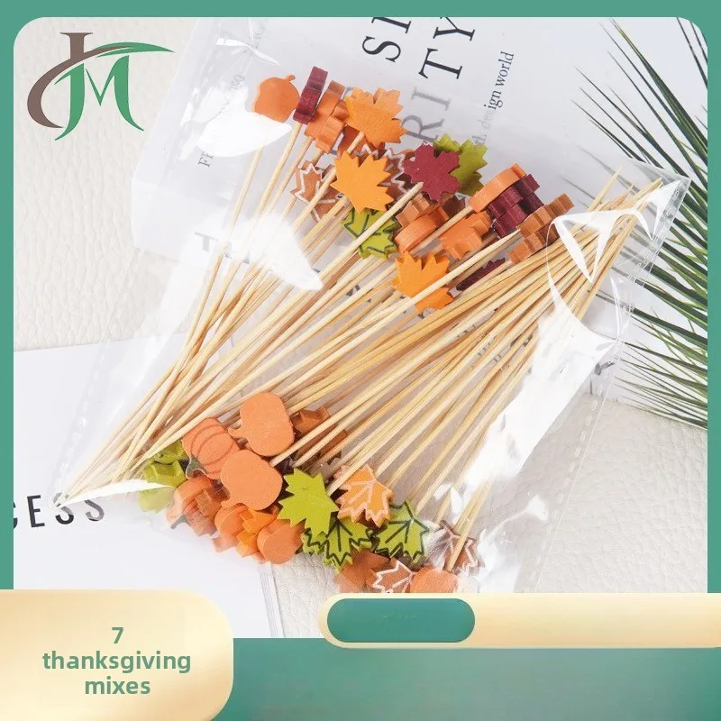 Home Party Thanksgiving Fruit Picks, Maple Pumpkin Pinecone Cocktail Picks For Burger Cold Platter Decor