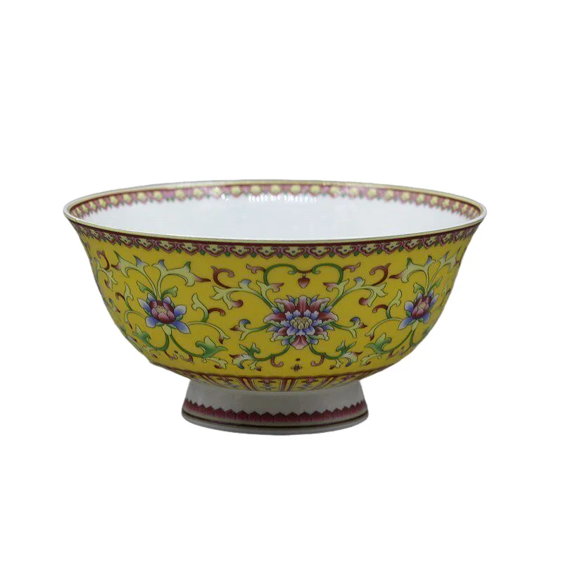 

6 Inch Famille Rose Flower Pattern Bowl Antique Imitation Porcelain Vintage Collectible Old Style Craft