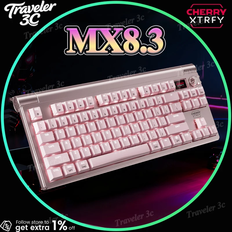 

CHERRY XTRFY MX8.3 Aluminum Alloy Keyboard Wireless Three Mode Mechanical Keyboard Gaming Office Hot Swap Gasket RGB Light PC