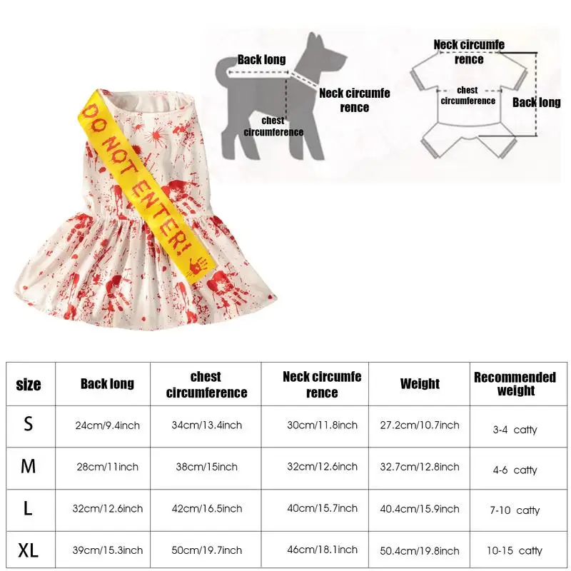 Dog Halloween Clothes Pet Clothes Bloody Halloween Costume Dog Halloween Blood Skirt Dog Halloween horror blood dress