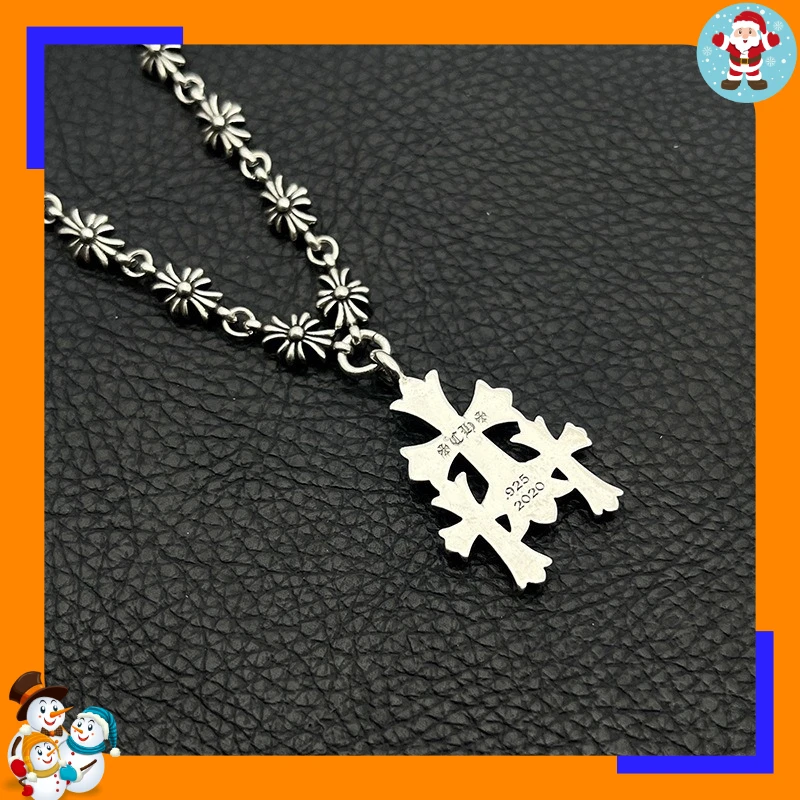 Premium Retro 30 Cross Necklace, Men's and Women's Cross Flower Chain, Classic Integrated Chain, Men's Domineering Accessories