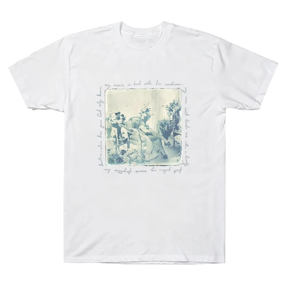 Sabrina Carpenter My Man's in Touch with His Emotions Graphic Print T‑Shirt Summer Fashion O-neck Cotton Women Men Oversized Top