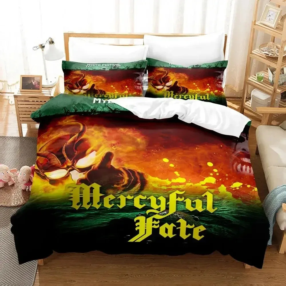 3PCS Single-sided Printed Quilt Cover Mercyful Fate Pattern Duvet Bedding Set Comfortable Bedspreads Duvet Cover Birthday Gift