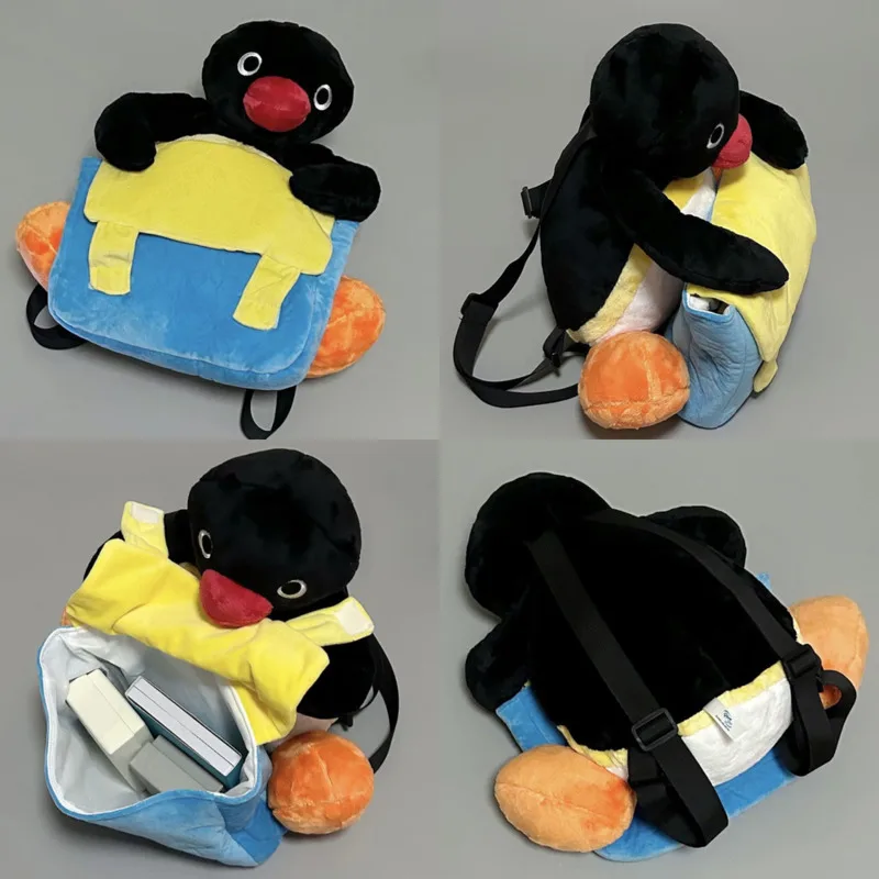 Penguin Backpack Cute Little Penguin Plush Toy Doll Bag Cotton Splicing Student Large Capacity Fashion Unisex Backpack Gifts