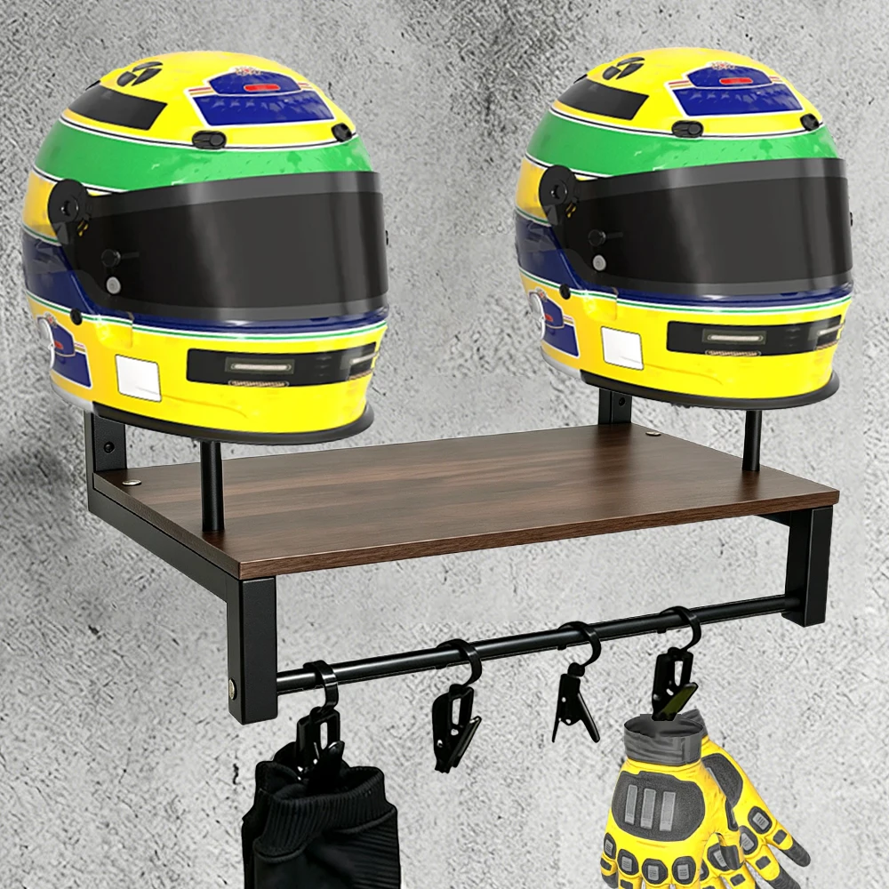Motorcycle Helmet Rack Wall Mount Wooden Helmet Holder Plate Rack Display Organizer With Motorcycle Accessories For Motorcycle