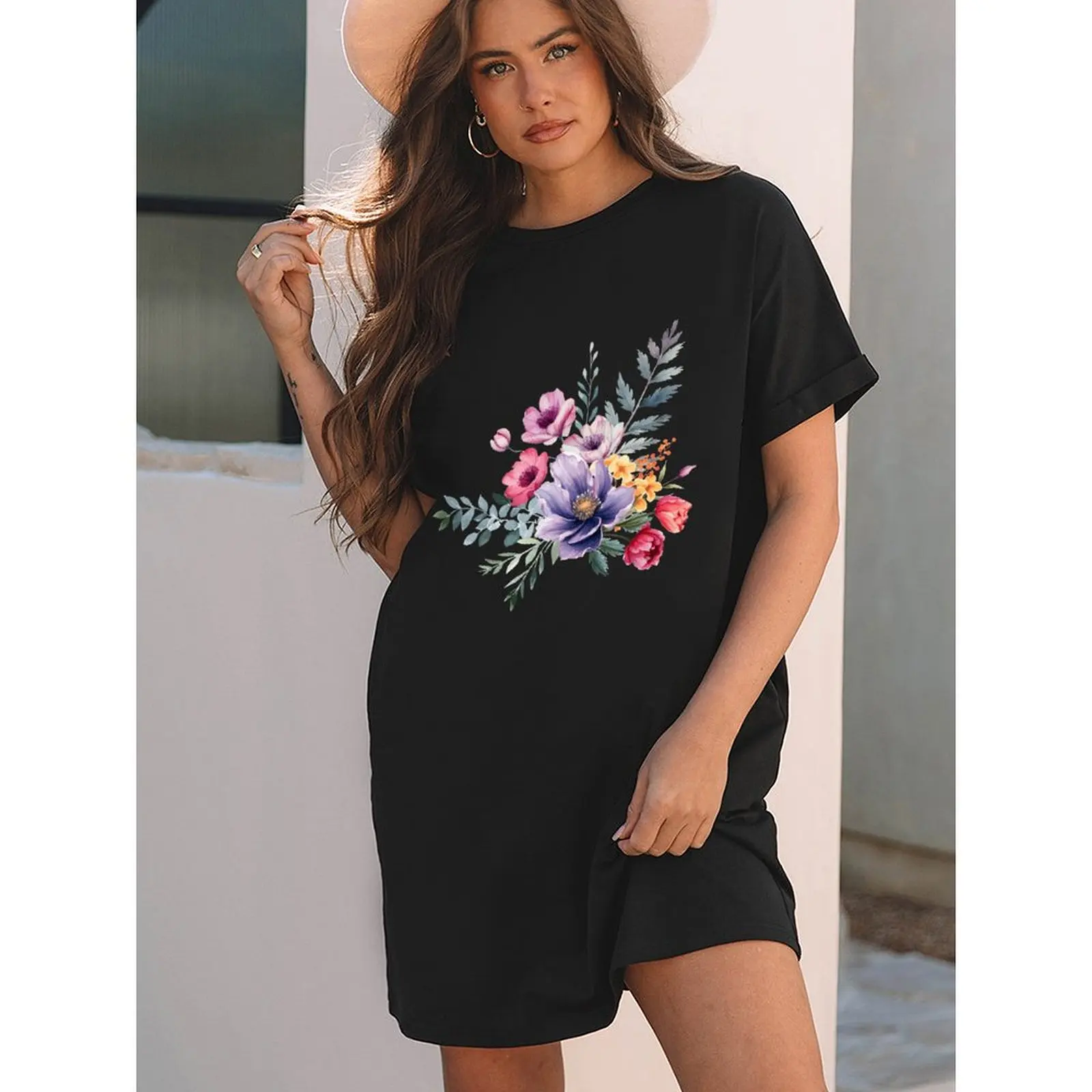 

Women Summer Short Sleeve T-Shirts Oversized Fashion Casual Tops Printed Pattern Tee T Shirt Women Clothing Couple Clothes