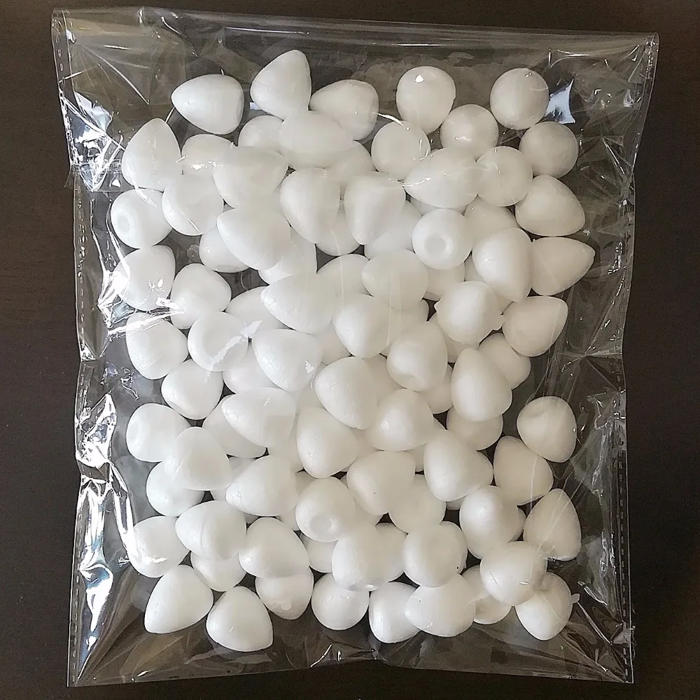 2.5cm 100pcs White Water Drop Modeling Foam Rose Bud For Nylon Stocking Flower Accessories Polystyrene Styrofoam Buds