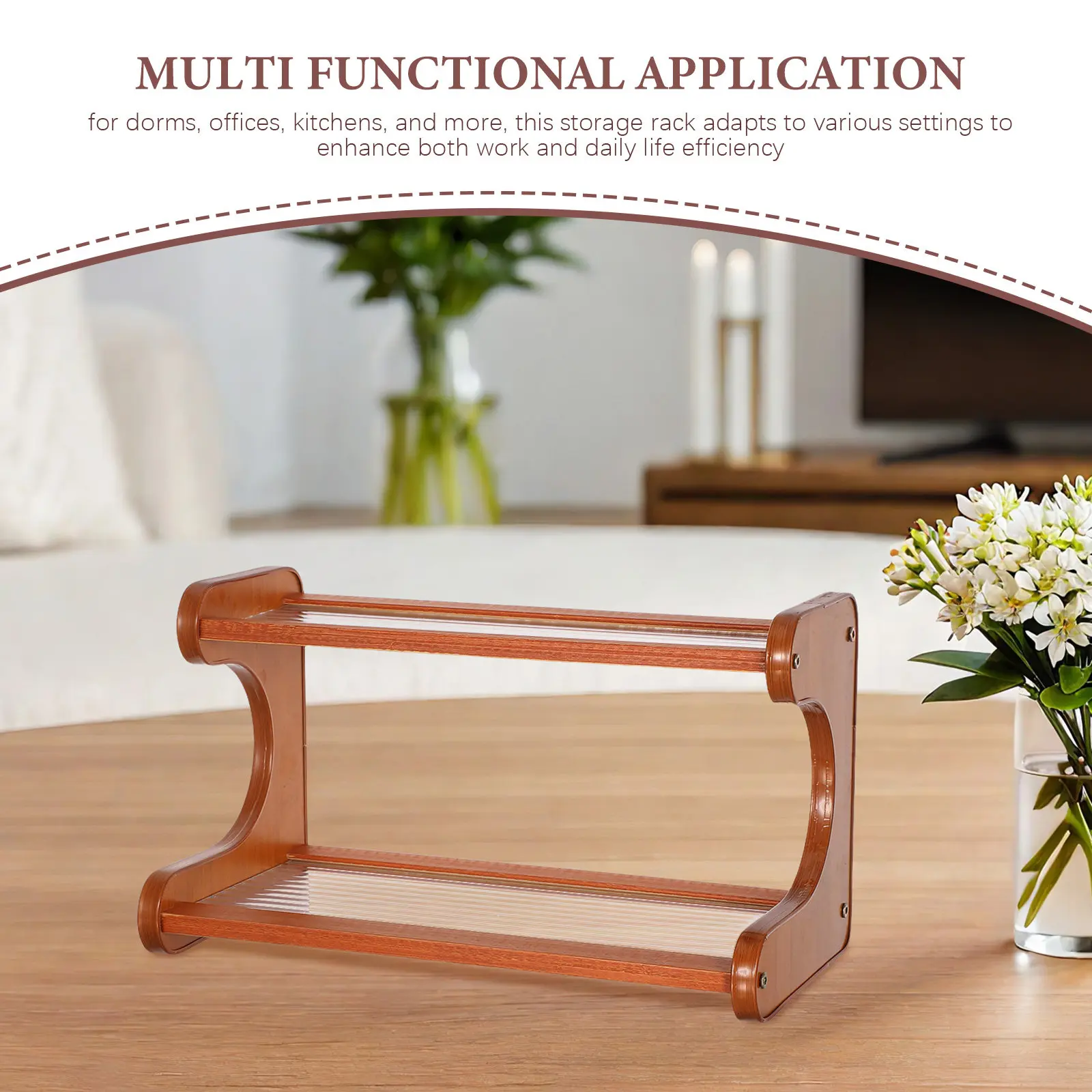 Multi-Layer Desktop Storage Rack 2-Tier Space Saving Organizer Shelf for Computer Desk Office Workspace Kitchen Counter
