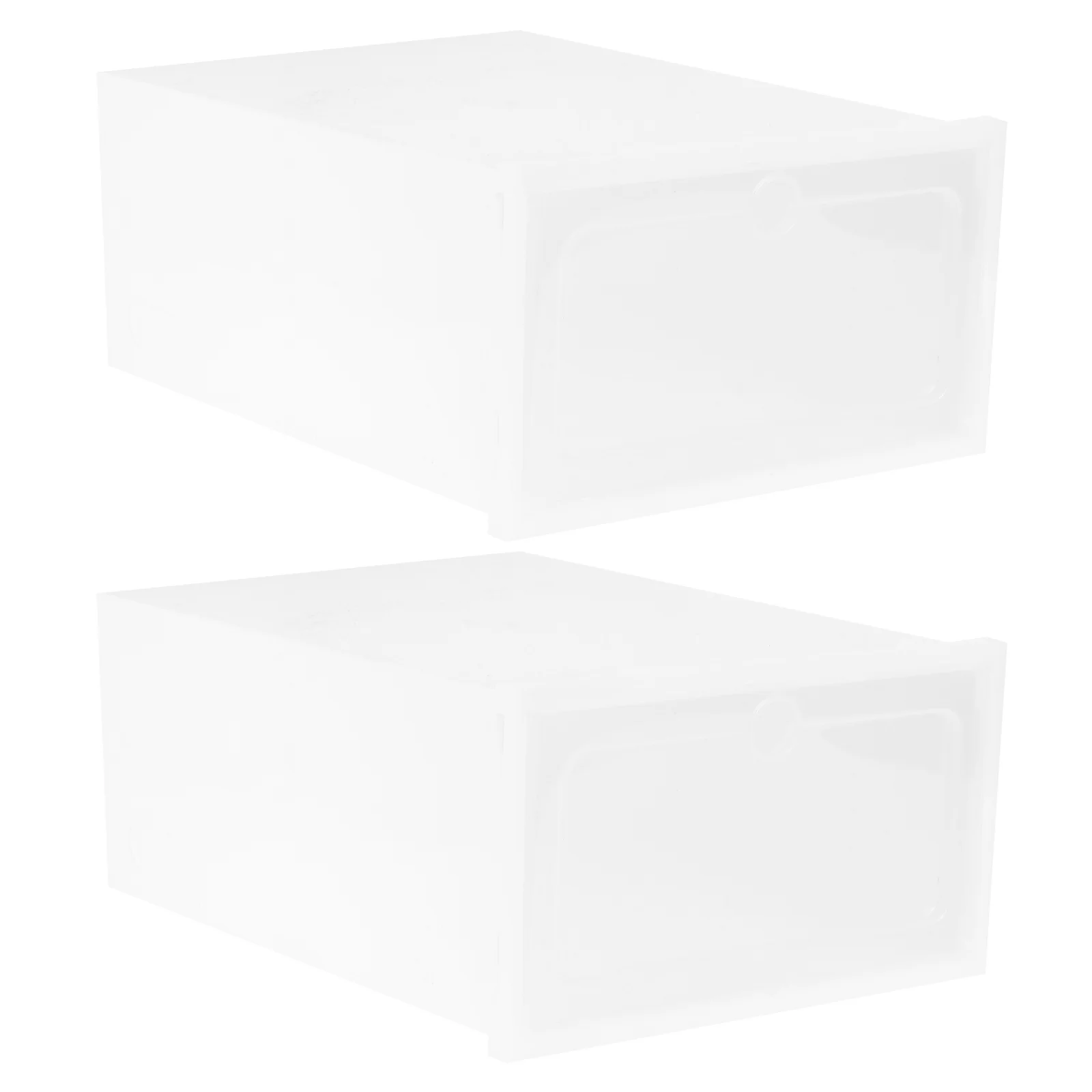 

2PCS Thicken Shoes Box Transparent Stackable Shoes Storage Box Plastic Shoe Container - Size L (White)