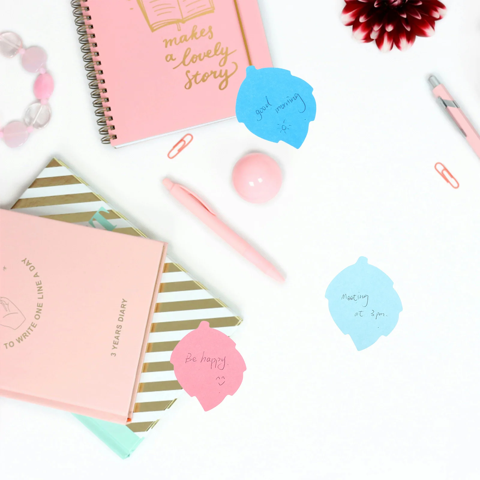 16Pcs Leaf Shape Self Sticky Memo Pads Colorful Fluorescent Notes for Office School Home Removable Adhesive Sticky Notepad