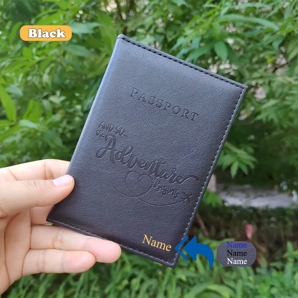 Customized Name Travel Passport Cover Wallet Bag PU Leather Passport Case ID Credit Card Travel Accessories Passport Holder