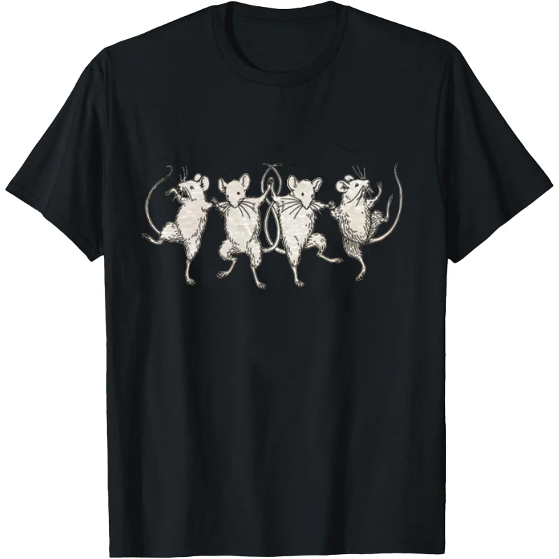 Dancing Rats Shirt Funny Goblincore T-Shirt for Men Women Cottagecore Aesthetic Graphic T Shirts С Принтом Tattoo Style Ugly Tee