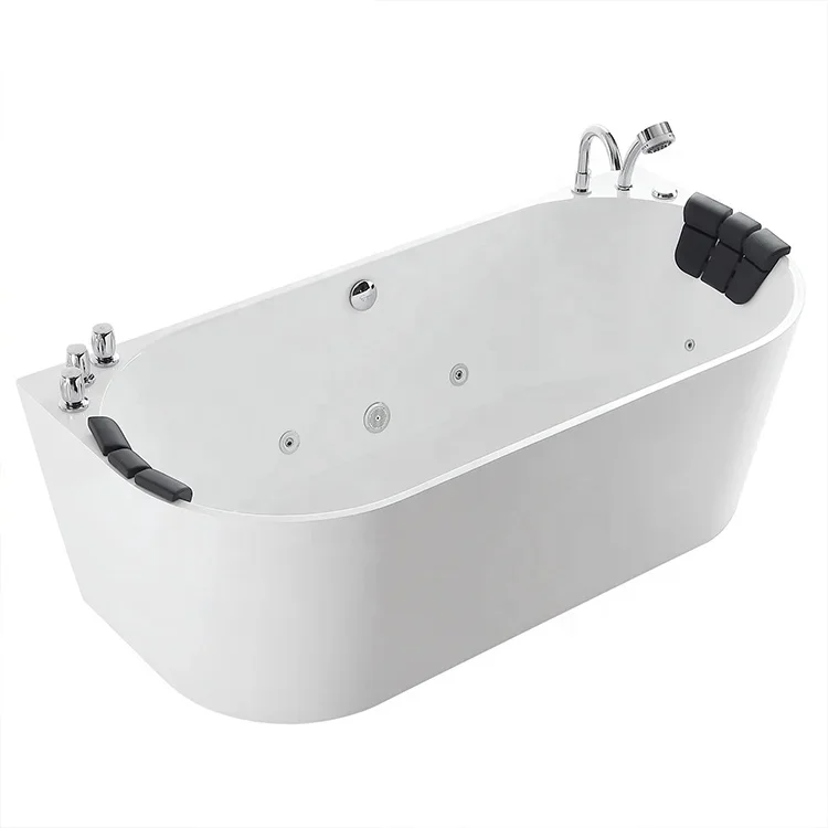 Hydromassage Water Jet Acrylic Soaking Bath Tub Freestanding Modern Style Indoor SPA Massage Modern Corner Whirlpool Bathtub