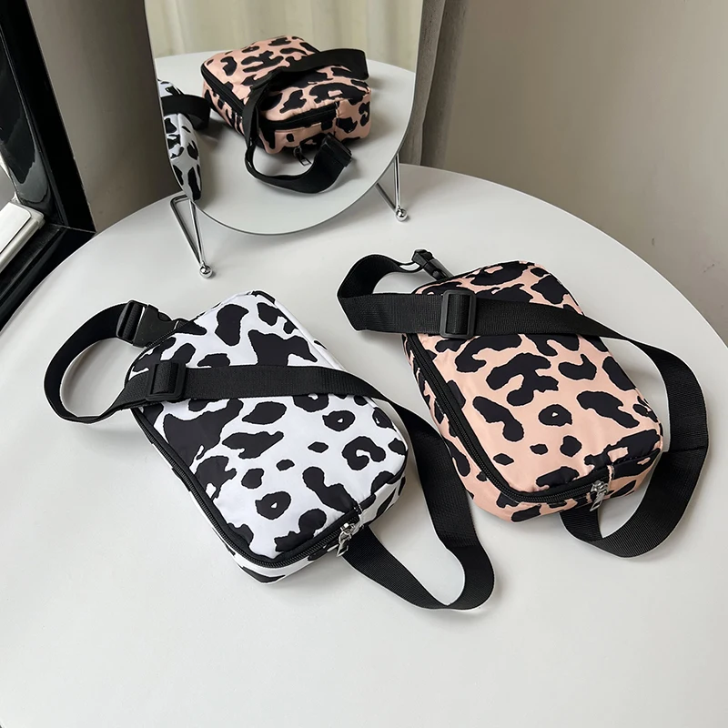 Leopard print Women Chest Bag Fashion Nylon Shoulder Crossbody Bags Ladies Female Waist Pack Half Moon Belt Bag Fanny Pack