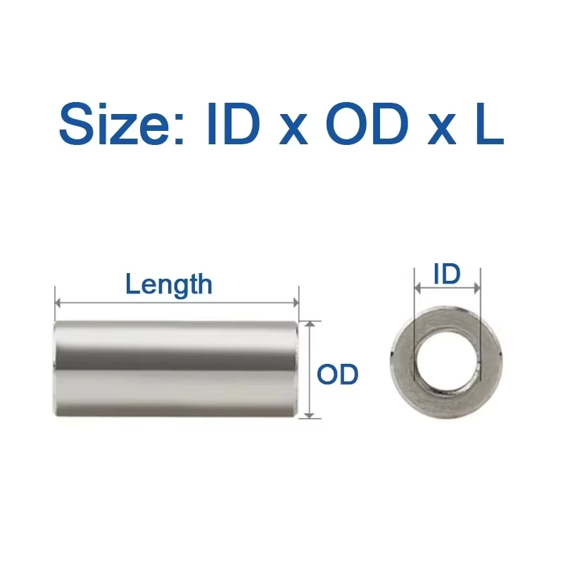 M2 M2.5 M3 M4 M5 M6 M8 304 Stainless Steel (A2-70) Bushing Washer Round Hollow Unthreaded Stand-off Spacer Gasket Length 3-20mm