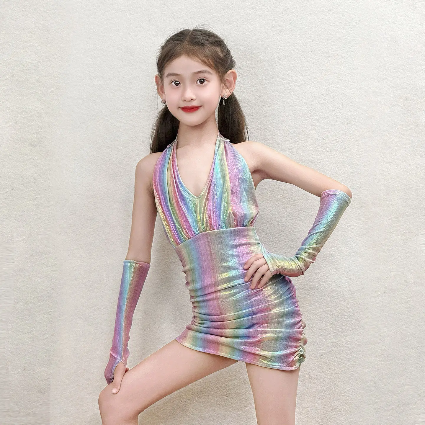 

Colorful Latin Dance Competition Dress Children'S Samba Latin Dance Costume Girls Chacha Latin Dance Performance Wear SL15792