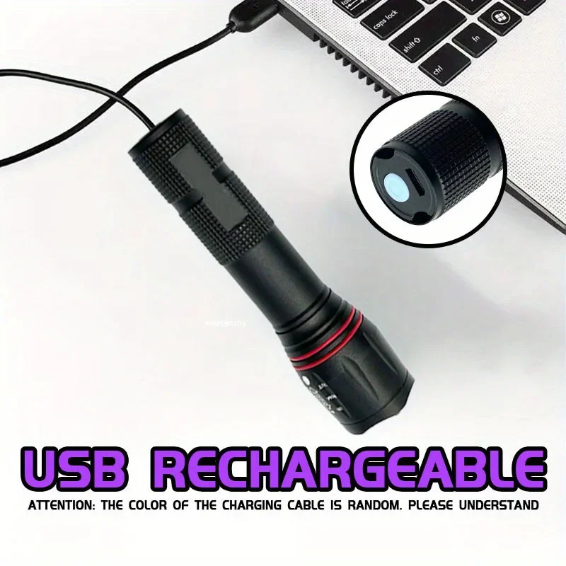 395nm T6 LED UV ไฟฉายแบบชาร์จไฟได้ไฟฉายสําหรับหมึกเครื่องเป่าเงิน Fluorescer เครื่องตรวจจับ UV Oil Curing แสงสีม่วง