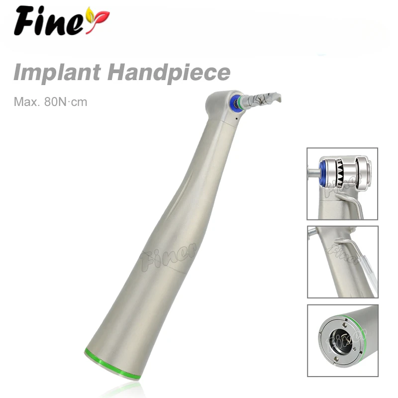 Dental Implant Contra Angle Handpiece 20:1 Reduction Fiber Optic Against Angulo for Implantation Compatible with NSK S-MAX