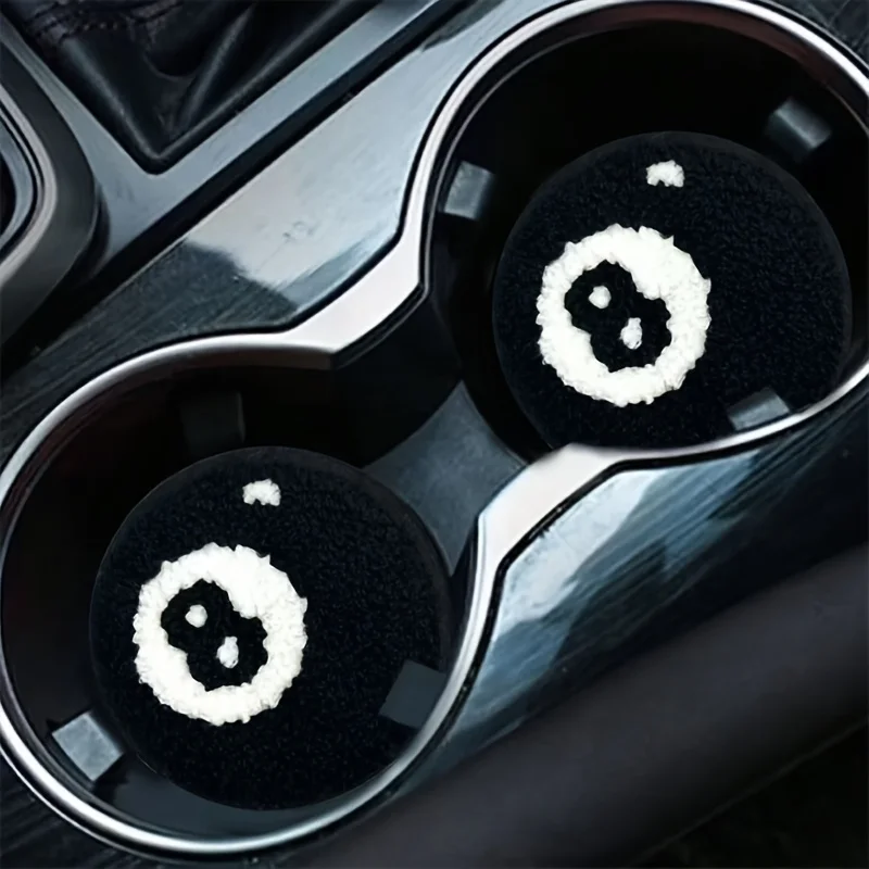 1 Pair Black No.8 Ball Coaster Car Interior Dart Pattern Insulation Pad New Design Machine Washable Fashion Reuse Car Accessorie
