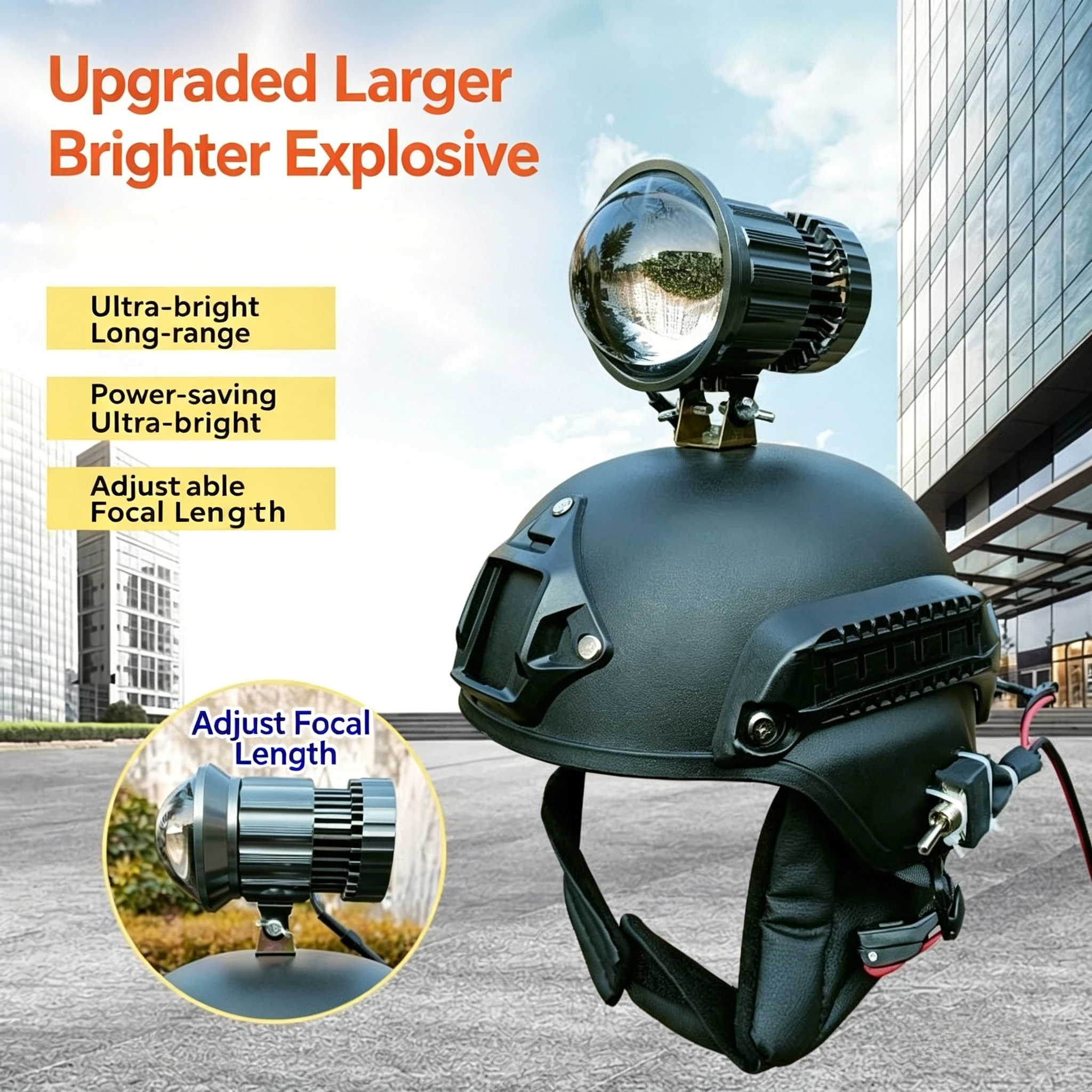 12V Super Bright  Spotlight 9th Gen Zoomable External Lamp Head for Motorcycle DIY Modification Work Light