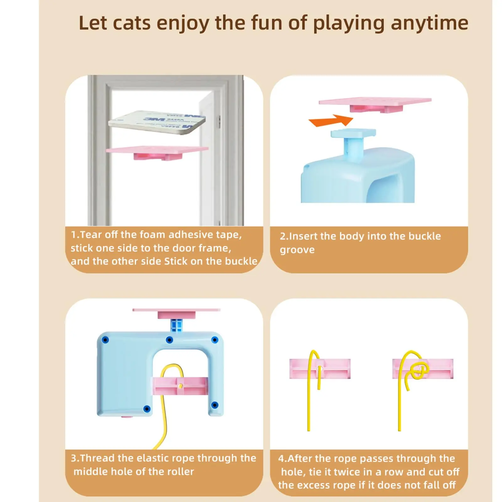 Cat Toy Swing Sticky Disc Elastic with Bell Hanging Door Teasing Cat Rope Long Rope Teasing Cat Toy Accessories Pet Kitten Toy