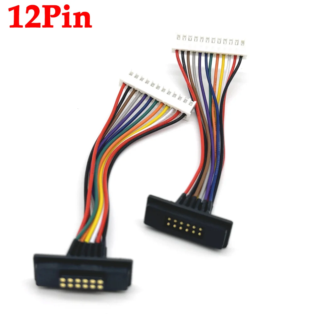 1 Set 2A 12-Pin 20-Pin DC Magnetischer Pogo-Pin-Steckverbinder mit Flachbandkabel Federkontakt DC-Stromanschluss