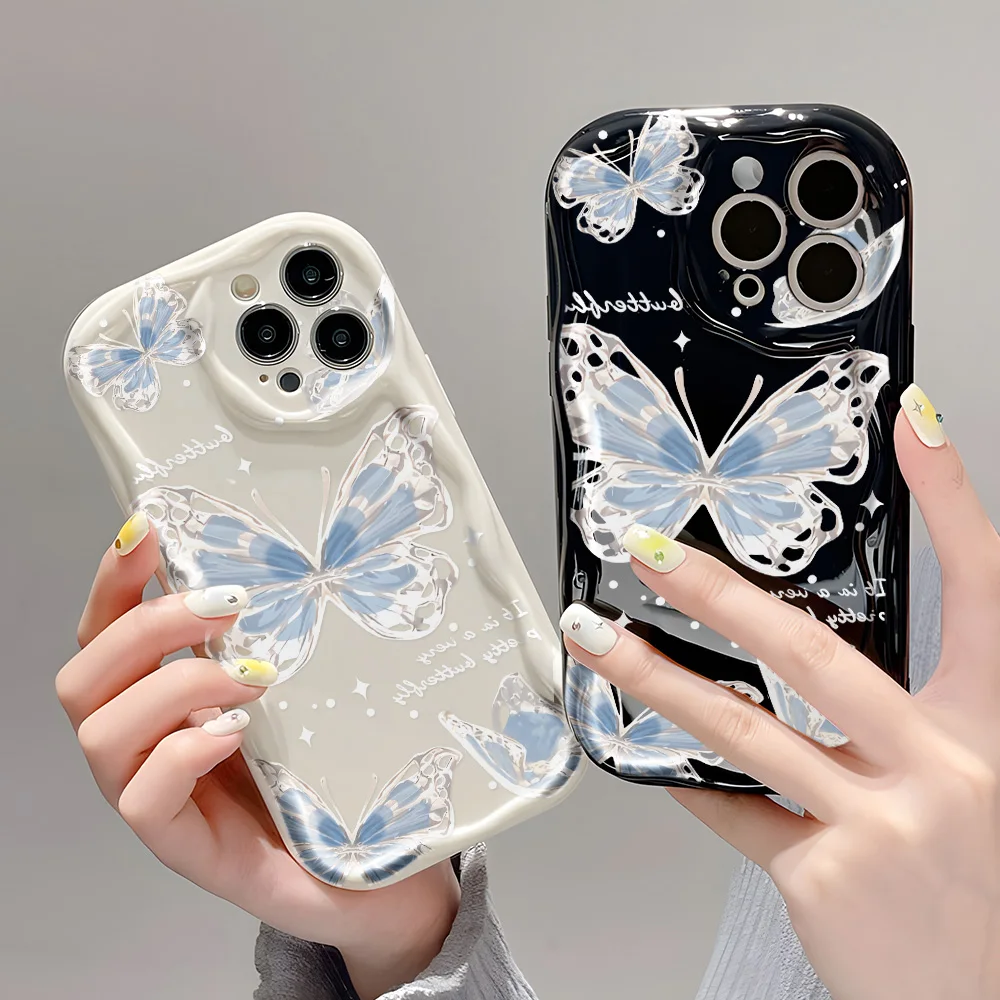 Clear Soft Curly Wave Case For Samsung A55 5G A54 A53 A52 A35 A34 A32 4G A24 A23 A22 A14 A13 S23 S22 S21 S20 FE S24 Ultra Cover