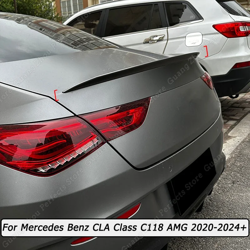 

For Mercedes Benz CLA Class C118 AMG 2020-2023 2024+ Car Rear Trunk Spoiler Wings Body Kit Tuning Gloss Black/Carbon Look ABS