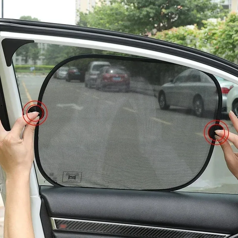 Car Sunshade UV Protection Folding Sunscreen Heat-insulating Curtain with Suction Cups Auto Front Windshield Cover Window Film