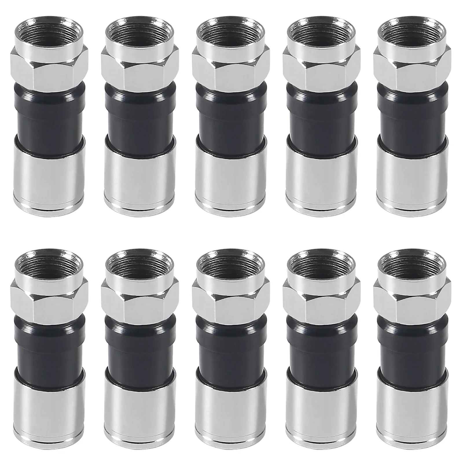 10Pcs Universal RG6 Compression F Connector Waterproof Connection F Compression Connectors for Coaxial Cable