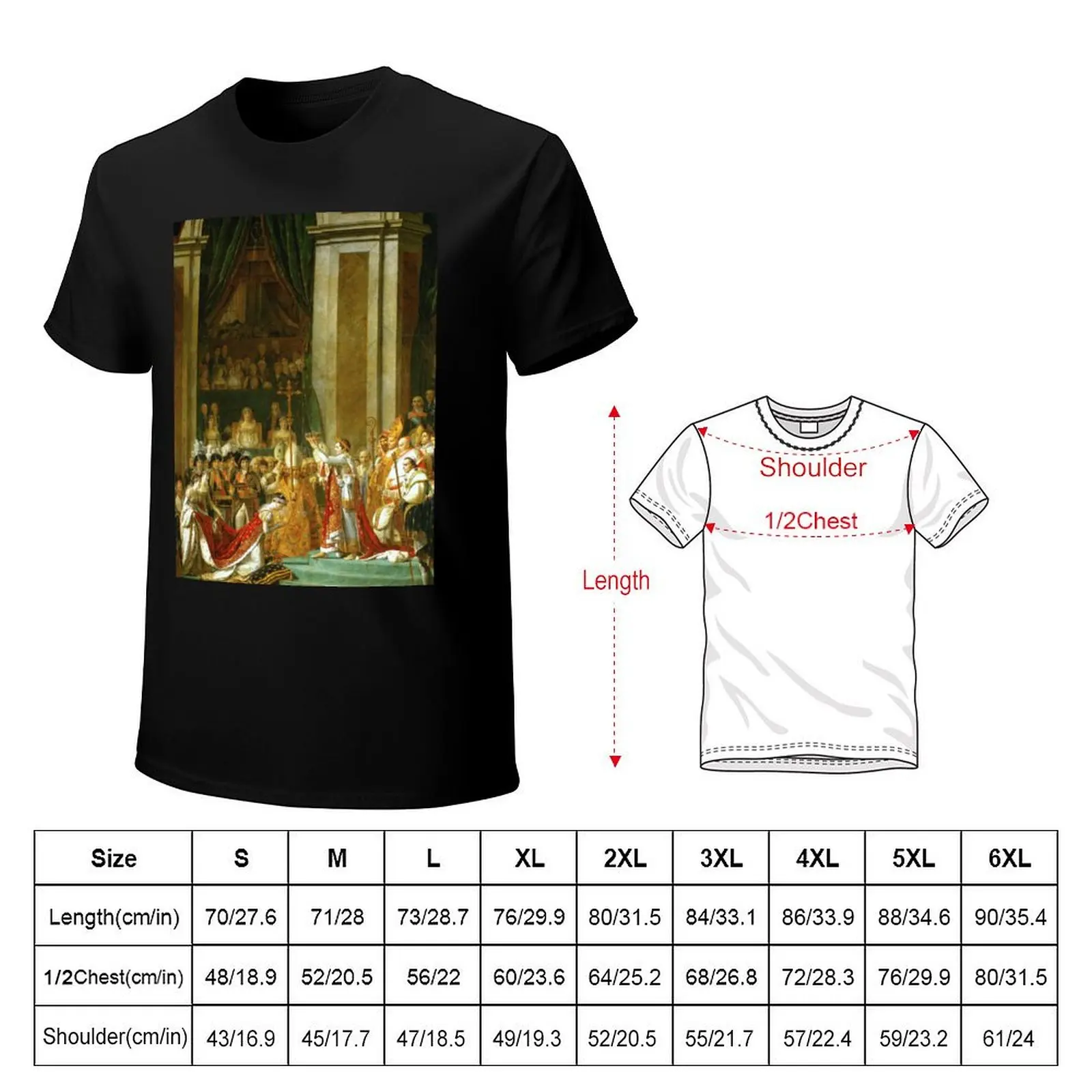 The Coronation of Napoleon by Jacques-Louis David T-Shirt Minimalist Plain Crew Neck T-Shirt