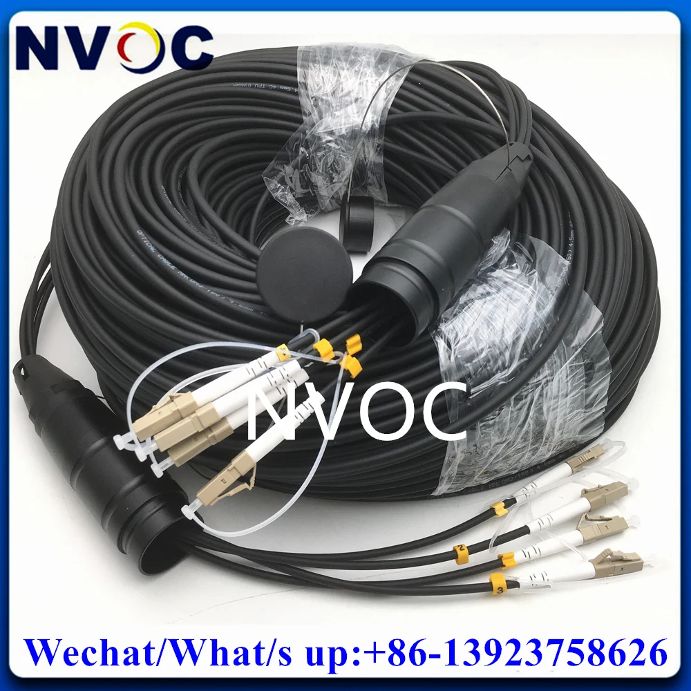 4Core 200M OM3-150 50/125 4F MM PDLC/SC/FC/ST 4Strands Multi Mode Armored Fiber Optic Patch Cord Cable Connector Without Reel