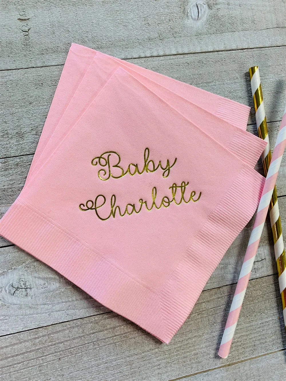 50PCS Personalized Napkins Beverage Luncheon Dinner Guest Towel Napkins Baby Shower Naming Custom Monogram LOTS of colors availa