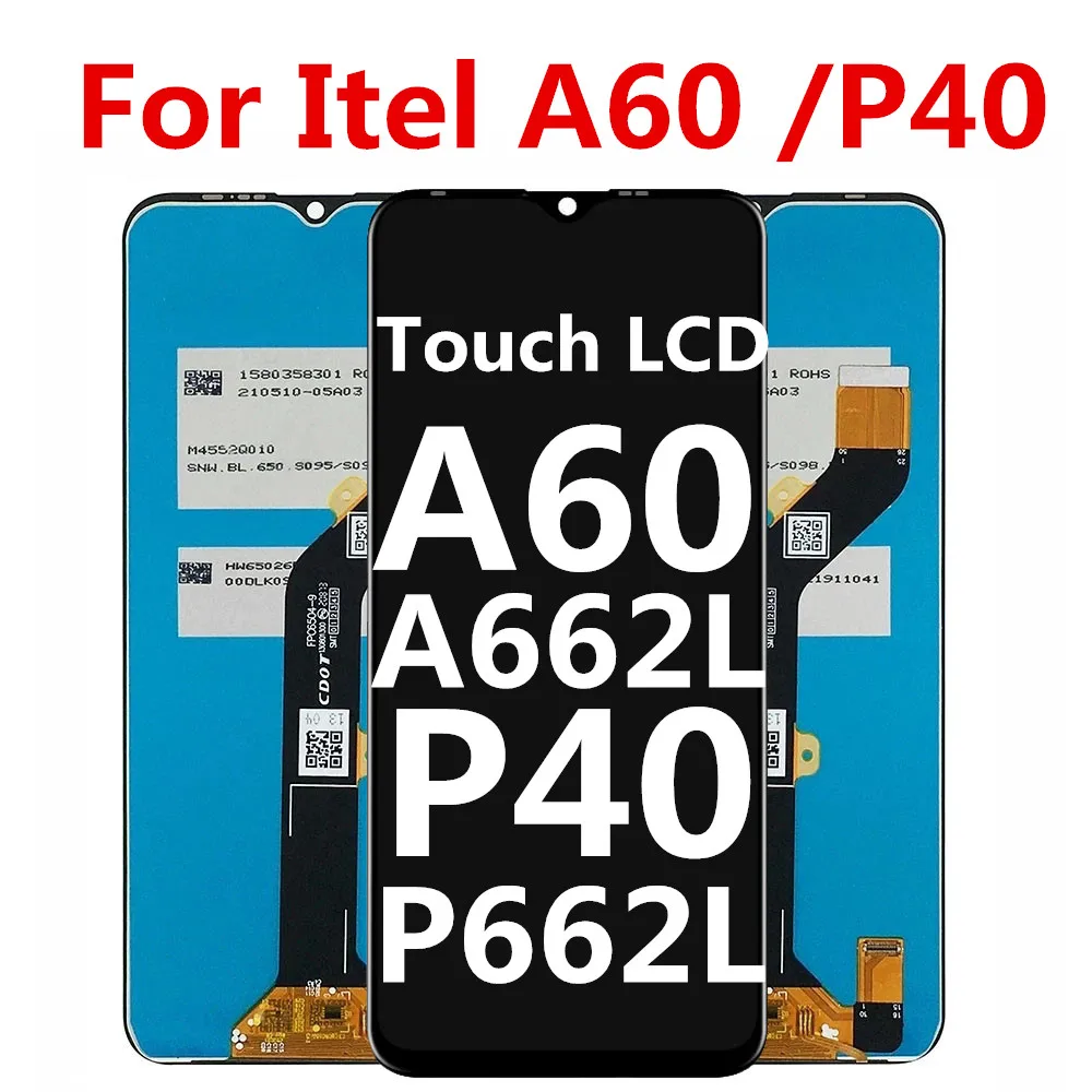 Original Black 6.6 Inch For Itel A60 A662L Itel P40 P662L LCD Display Touch Screen Digitizer Assembly Replacement