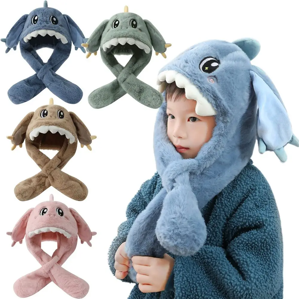 

One-piece Kids Warm Hat With Scarf Coldproof Cartoon Dragon Warm Ear Protect Cap Windproof Earflap Hood Outdoor