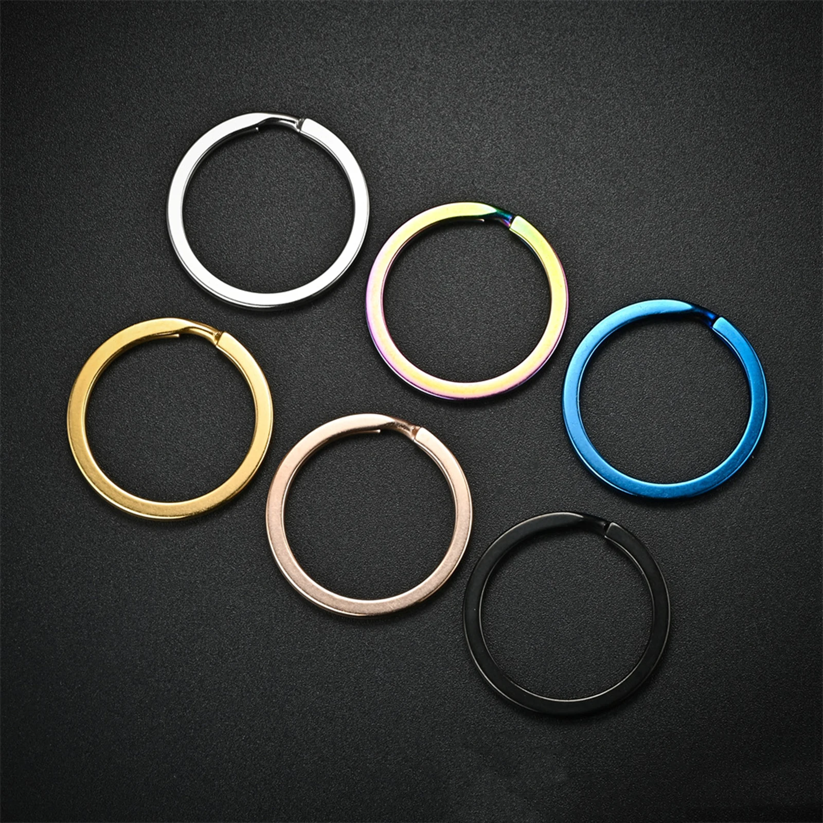 

5Pcs 20/25/30mm Stainless Steel Keyring Gold Plated Round Split Jump Rings Metal Hook for DIY Car Keychain Making Wholesale