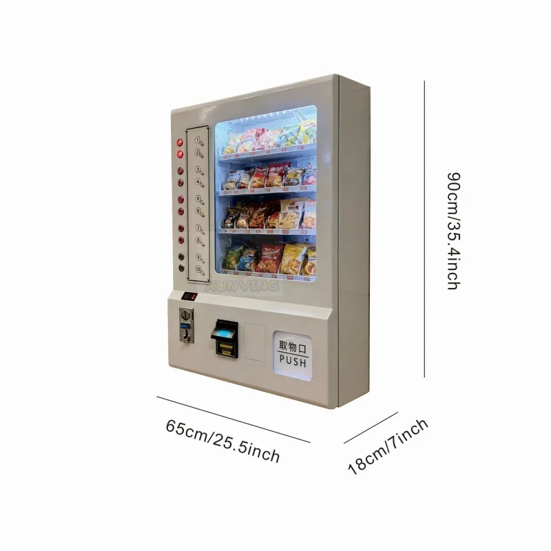 Coin and Bill Operated 10 Springs Mini Wall Vending Machine, Compact Design, Easy Installation