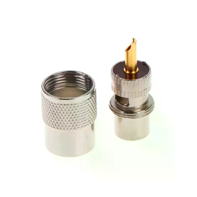 1Pc PL259 Solder Connector Plug With Reducer For RG8X/ RG213 Coaxial Cable Nickel Plated Brass Gold Contacts High Reliability