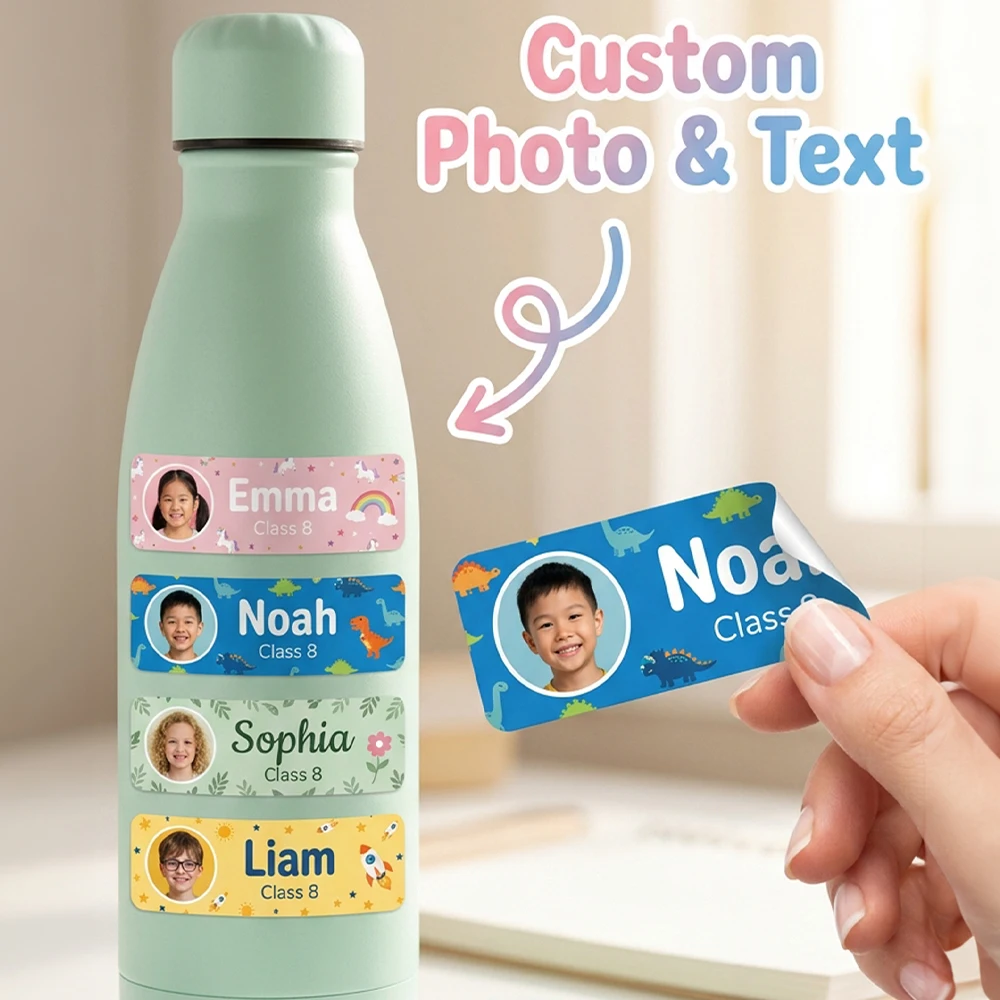 Autocollants personnalisés avec nom et photo, imperméables et fantaisistes, pour ne plus jamais perdre vos effets personnels, indispensables pour la rentrée scolaire, préscolaire, papeterie