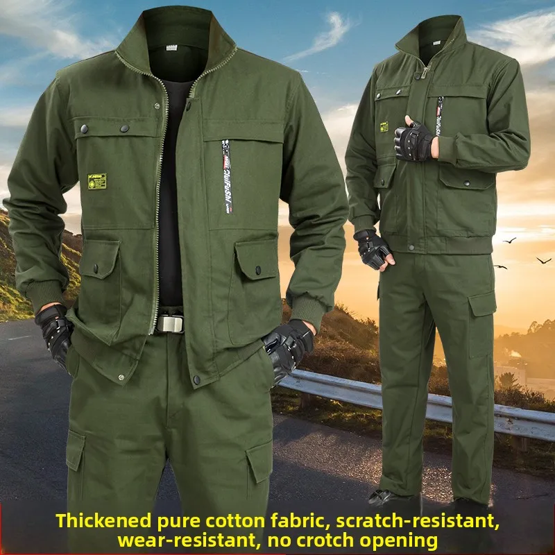 

Thiened Pure Cotton Welding Clothing Long Sve Workwear Resistant to Dirt And Heat for Men Suitable for Work And...