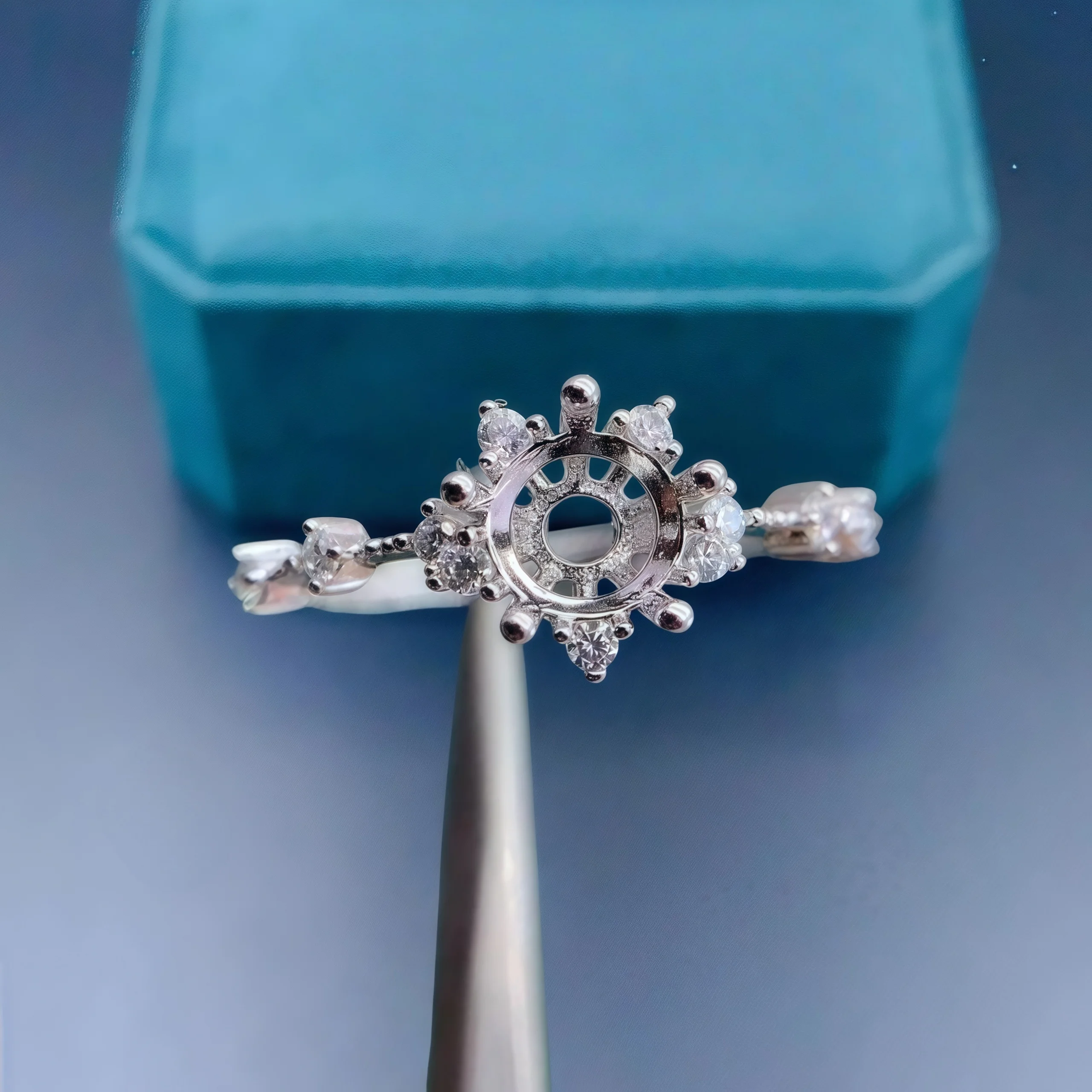 

L S925 Sterling Silver DIY Empty Holder Ring Inlay 5/6/8mm Round Stone Fine Simple Design Luxury Zircon Charm Jewelry for Woman