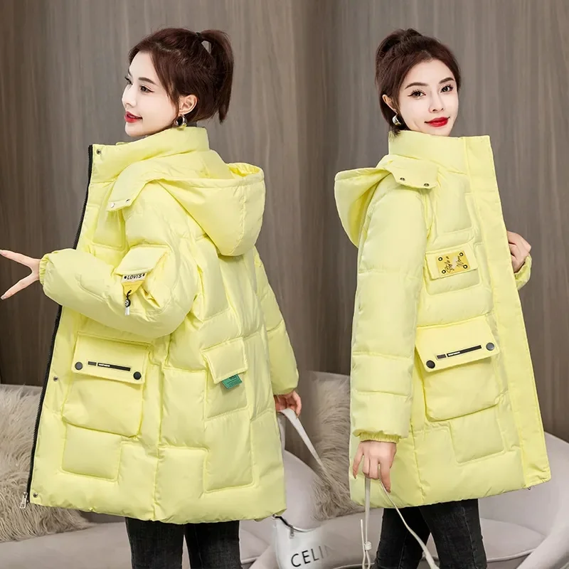 2023 New Women\'s Jacket Down Cotton Parkas Winter Jacket Coat Thick Long Coats Female Fashion Hooded Padded Outerwear