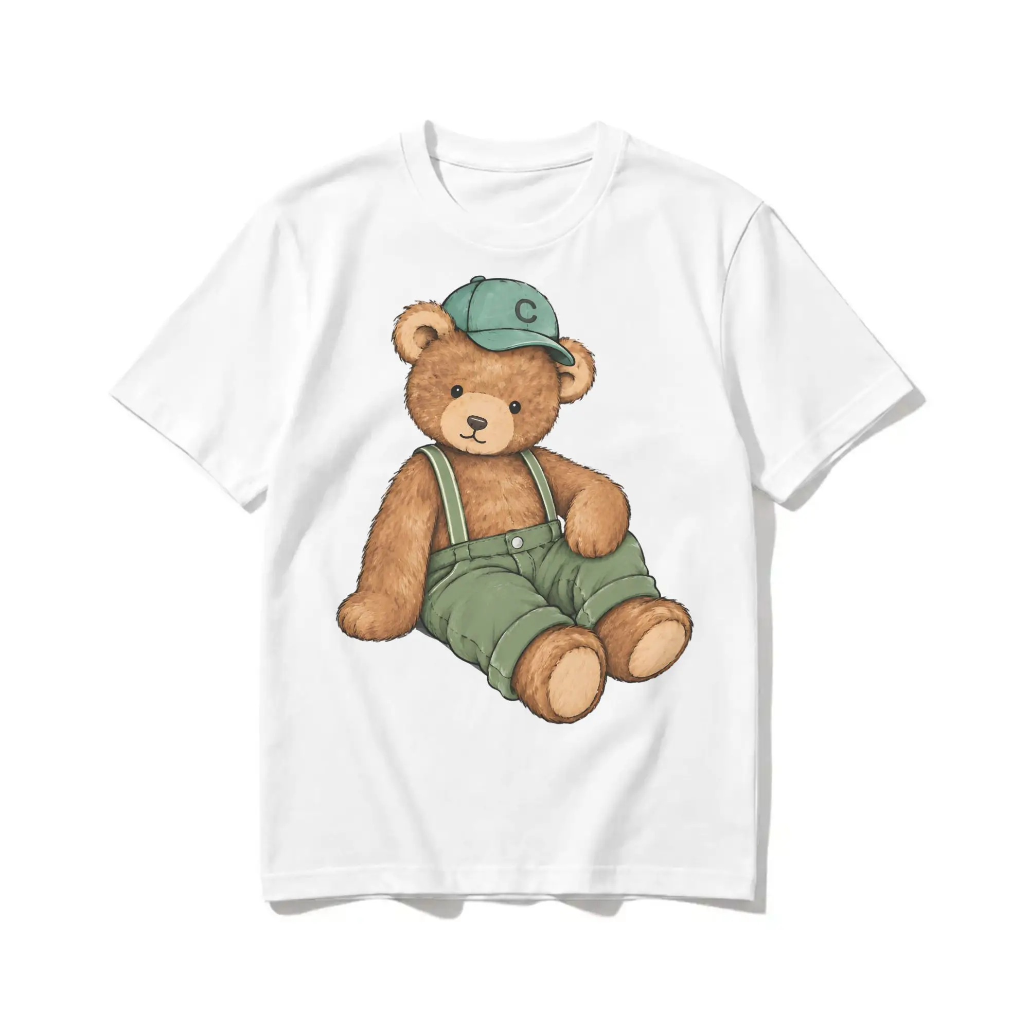 Bncmap Teddy Bear Farmer Cute Bear Rustic Farm T Shirt Men 100% Cotton T-Shirts O Neck  Tee Shirt Short Sleeve Clothes Party