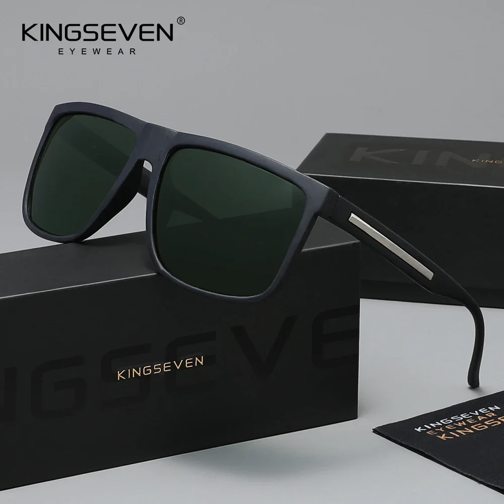 

KINGSEVEN Vintage Leisure Men's Sunglasses Polarized UV400 Rectangle Frame Glasses For Men Women Walking Fishing Eyewear