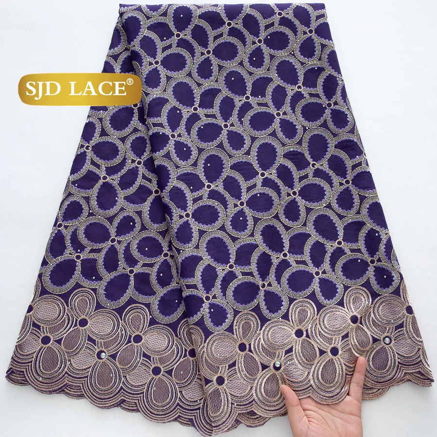 SJD LACE gasa suiza tela de encaje de algodón africano 2025 alta calidad 5 yardas encaje de algodón nigeriano para coser vestido de fiesta de mujer 4460