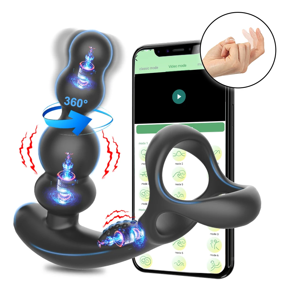 

Male Prostate Massager Vibrator 360°Rotate Anal Plugs Penis Ring Butt Plug Vibrator Wireless Control Sex Toy for Men Masturbator