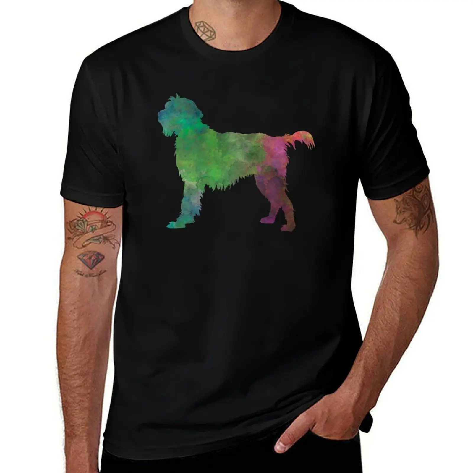 Wirehaired Pointing Griffon Korthals in watercolor T-Shirt Work Outdoor Short Sleeve Tee