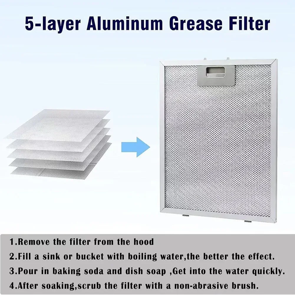 Grease Filter Metal Mesh Extractor Range Hood 230 X 260 Mm Vent Filter 1PCS 5 Layers High Performance Silver Cooker Hood Filters