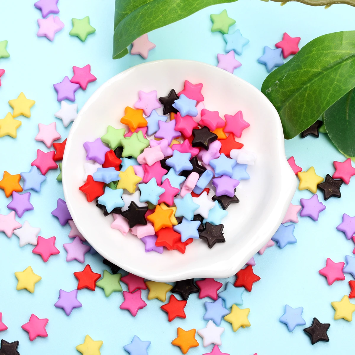 

200Pcs 9mm Acrylic Candy Colored Star Five Pointed Star Mixed Color DIY Fashion Necklace Bracelet Earring Jewelry Keychain