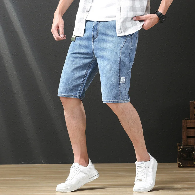 Plus size middle-aged denim shorts men's summer summer thin section man large size 45 46 trousers breeches